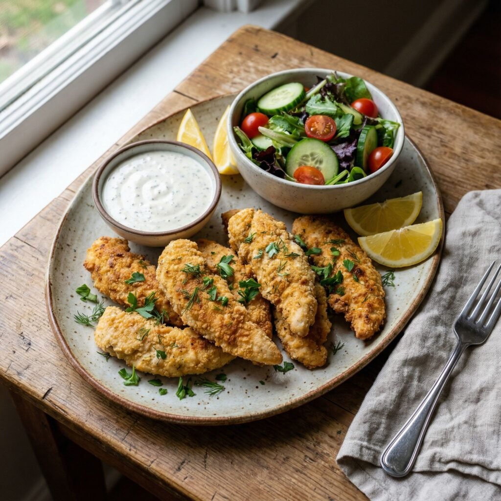 Crispy Air Fryer Chicken Tenders (No Breadcrumbs, Keto-Friendly) serving
