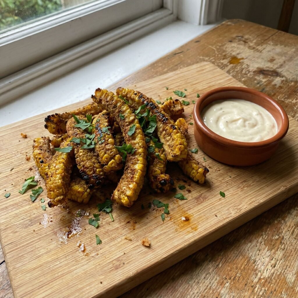 Keto Air Fryer Corn Ribs with Smoky Paprika Butter serving