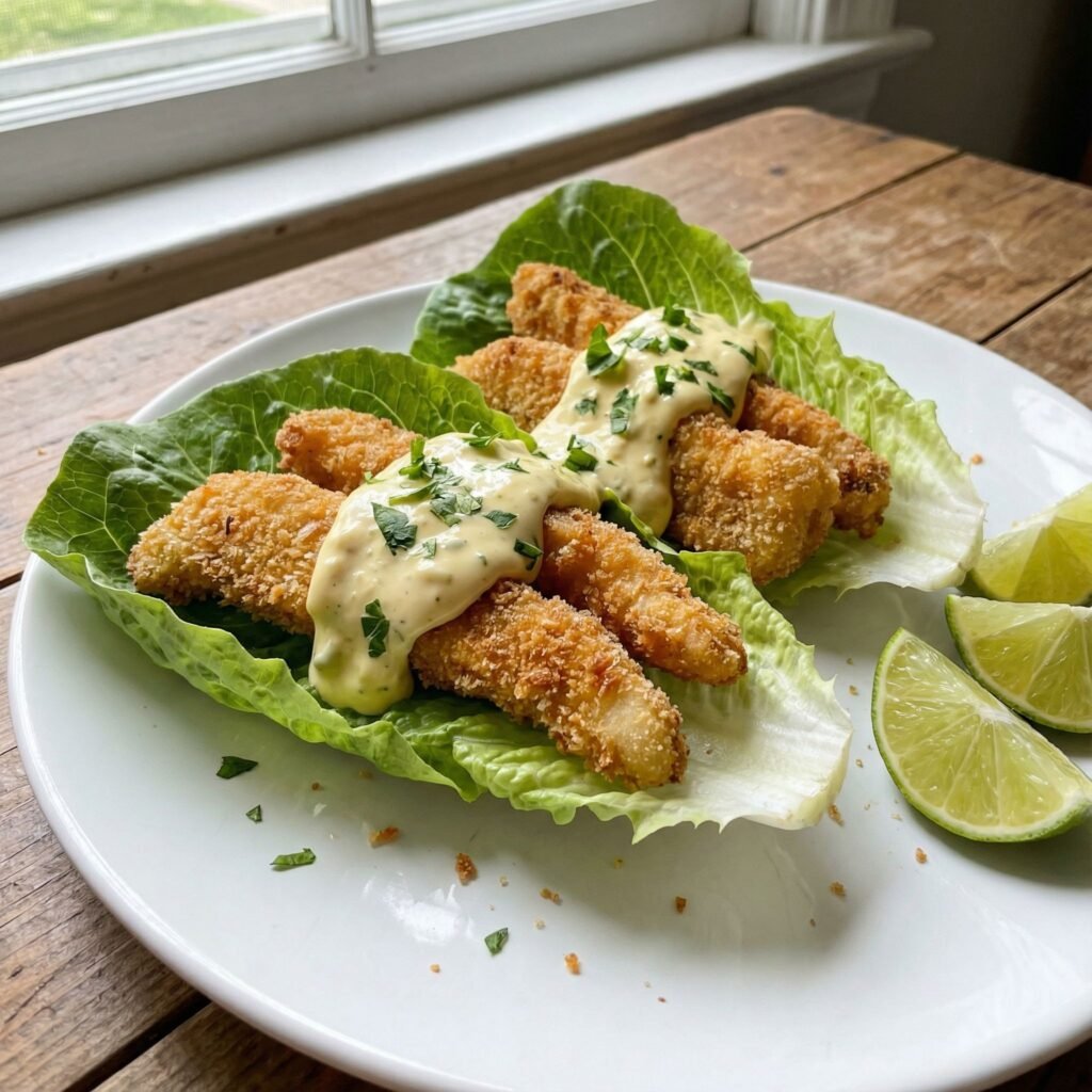 Air Fryer Crispy Fish Tacos – Golden, Crunchy, and Keto-Friendly serving