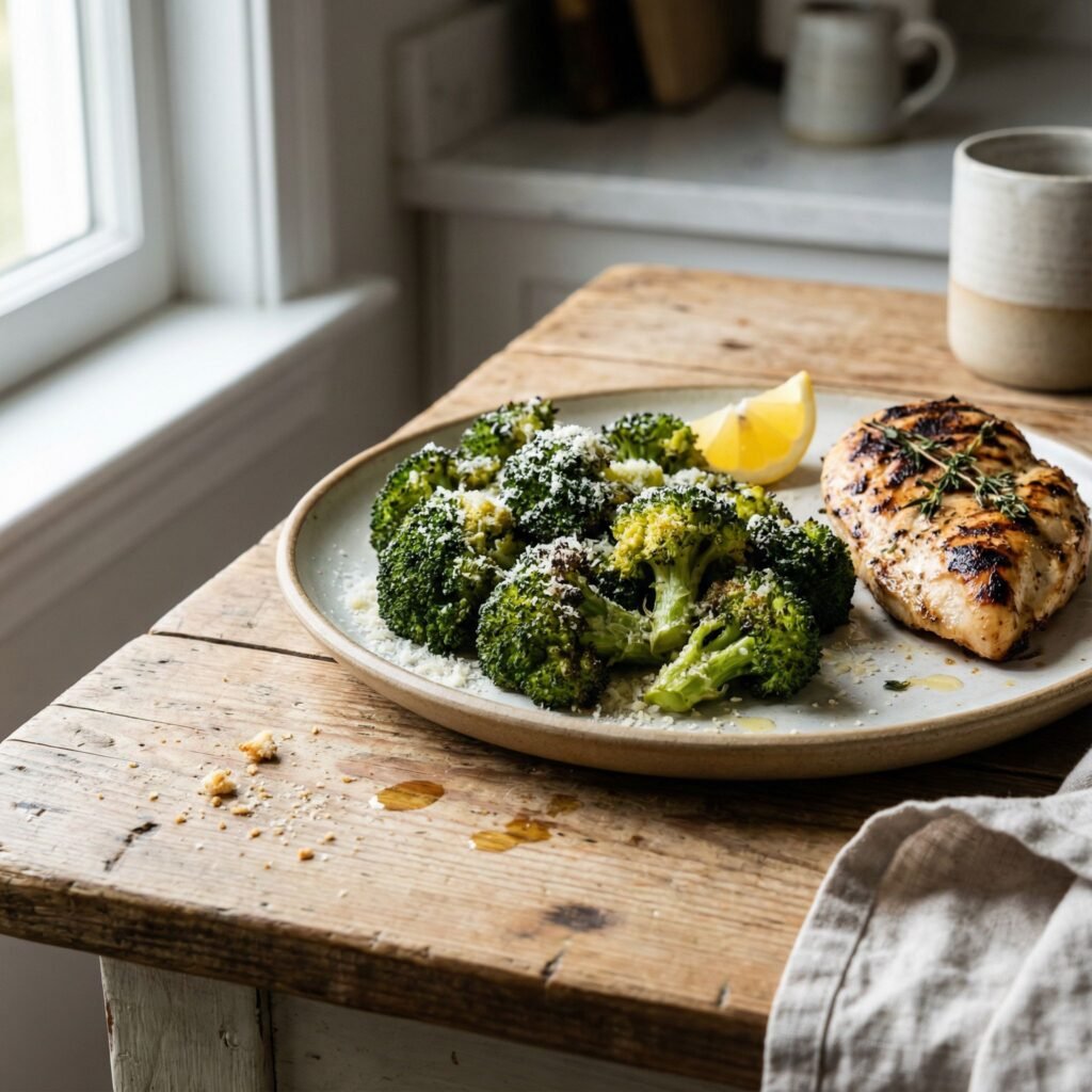 Air Fryer Broccoli with Parmesan: Crispy, Cheesy Keto Side serving